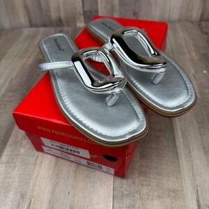 NEW Pierre Dumas Women's 8.5 Sliver O Flip Flops with Box